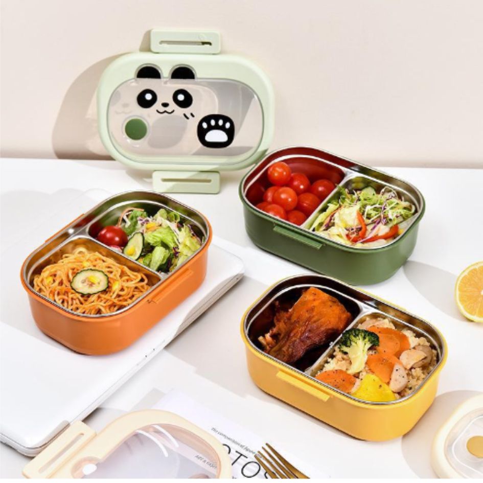 Hộp cơm cách nhiệt nắp trong suốt in hình động vật