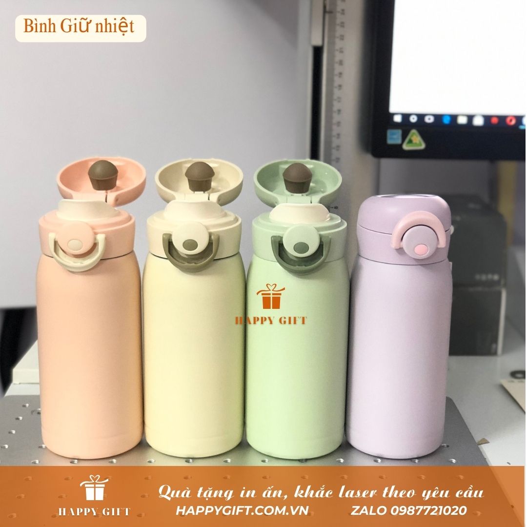 Khắc bình giữ nhiệt theo yêu cầu tại Laser Hoàng Mai, khắc laser bình giữ nhiệt làm quà tặng