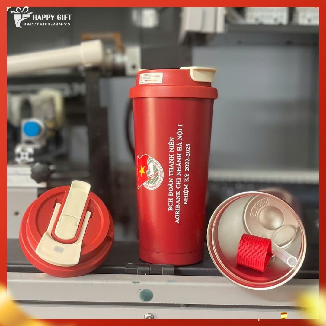 Ly giữ nhiệt coffee dung tích 530ml, thiết kế mới tối giản, tiện lợi có ống hút