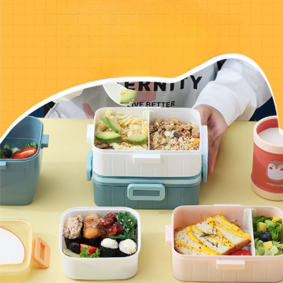 Hộp cơm nhựa in hình động vật, Hộp cơm trưa, hộp cơm văn phòng