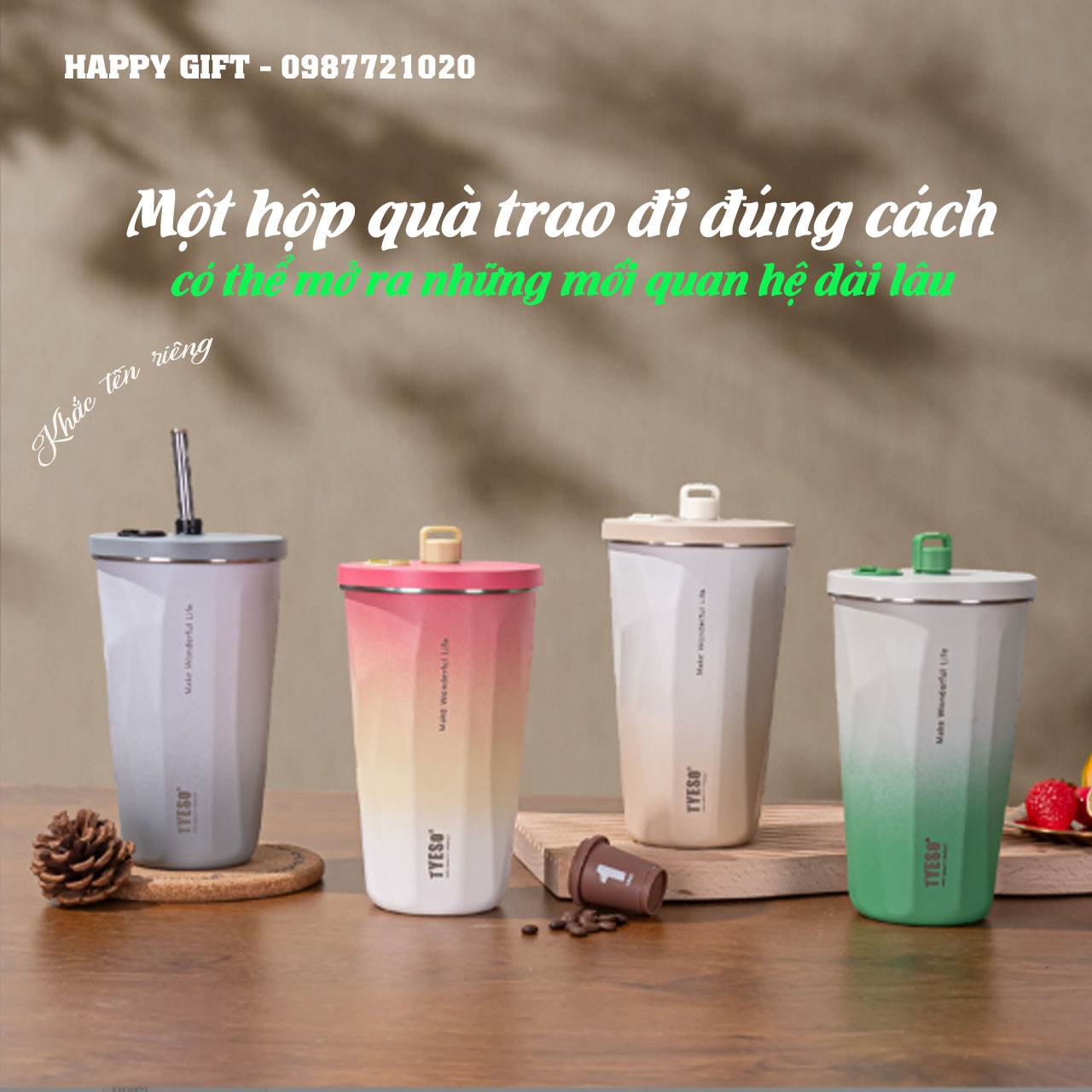 🧊 CỐC GIỮ NHIỆT TYESO 600ML – THIẾT KẾ HIỆN ĐẠI, TIỆN LỢI MỖI NGÀY