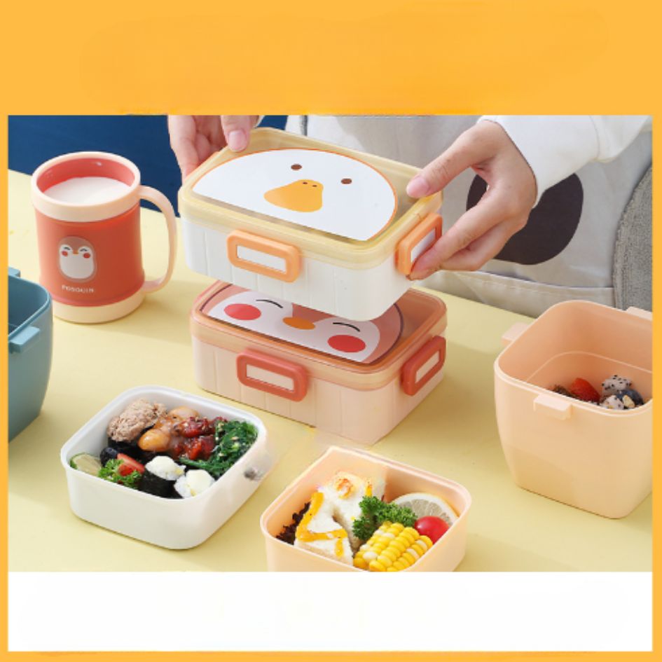 Hộp cơm nhựa in hình động vật, Hộp cơm trưa, hộp cơm văn phòng