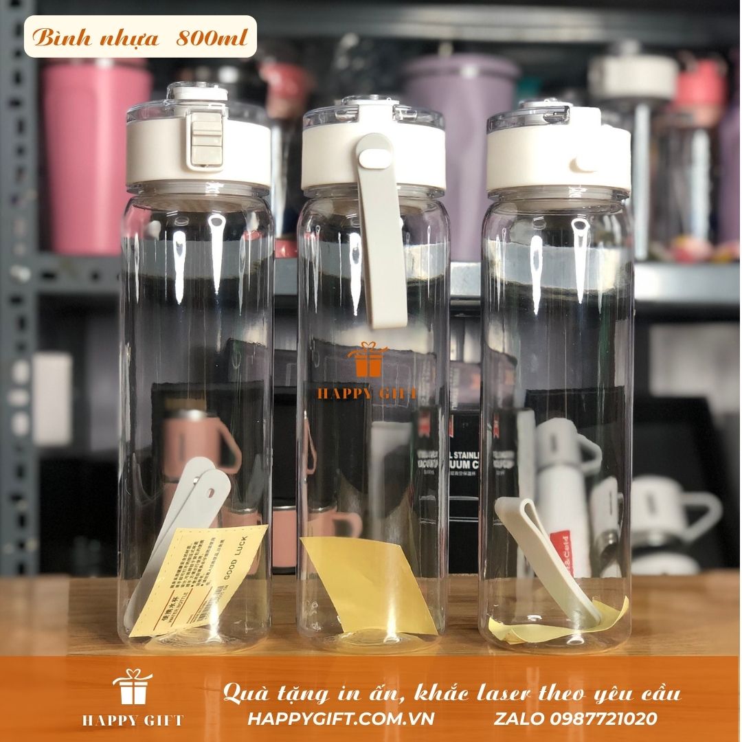 Bình Nước Thể Thao  800ml Bằng Nhựa Có Nắp Đậy Tiện Dụng