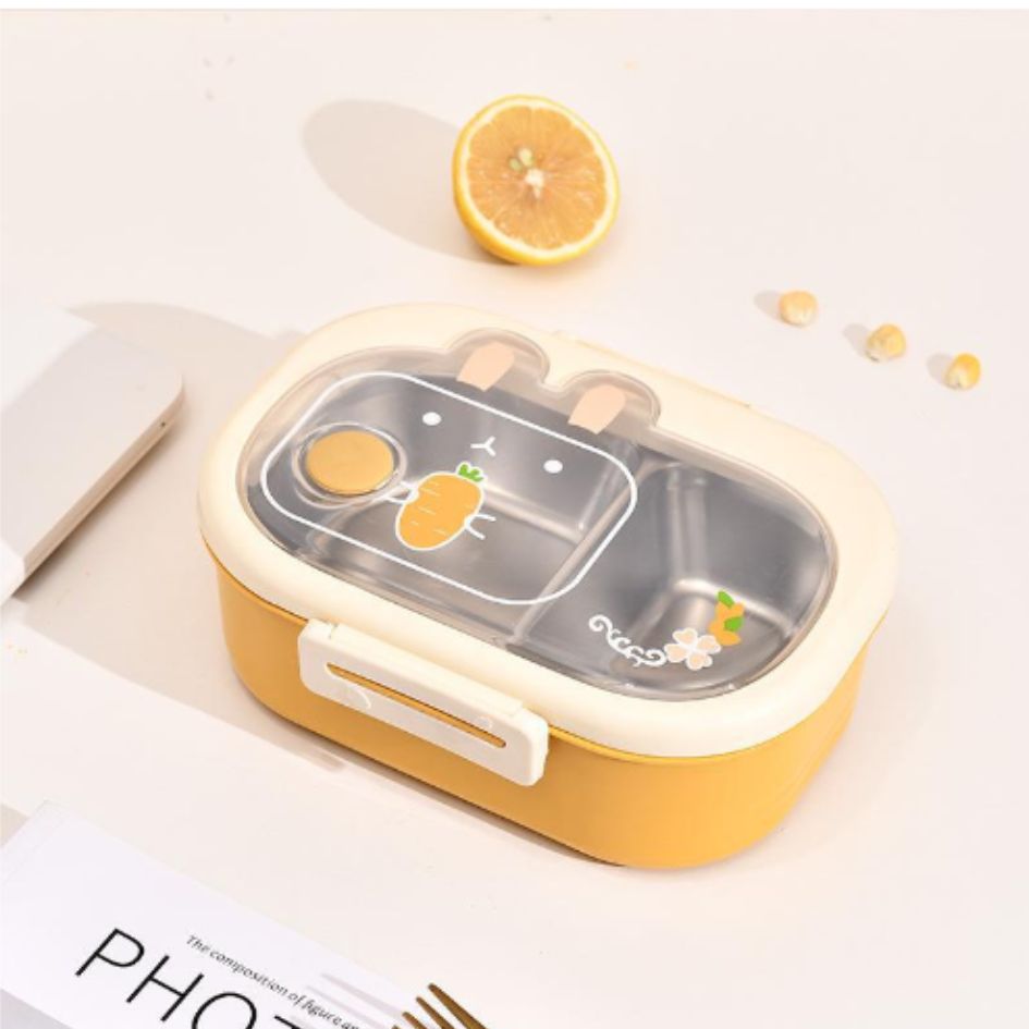 Hộp cơm cách nhiệt nắp trong suốt in hình động vật