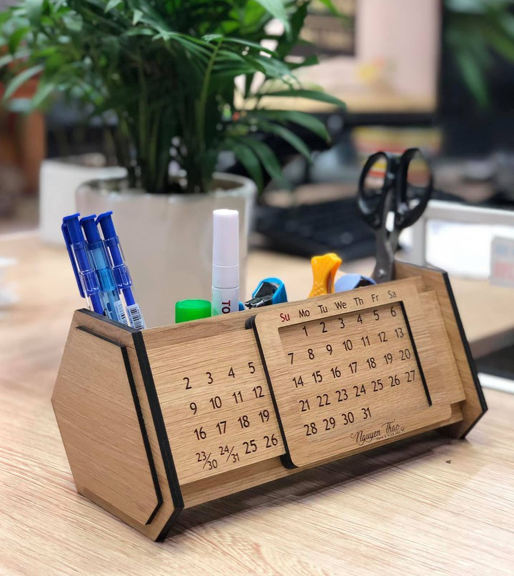 Hộp bút để bàn bằng gỗ MDF - Quà tặng khuyến mãi giá rẻ
