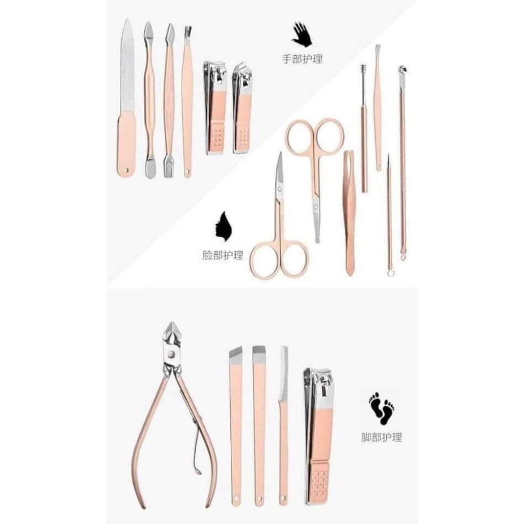 Bộ Dụng Cụ Bấm Móng Tay 16 món - Bộ Cắt, Bấm Dũa Móng Tay - Sét Dụng Cụ Làm Móng