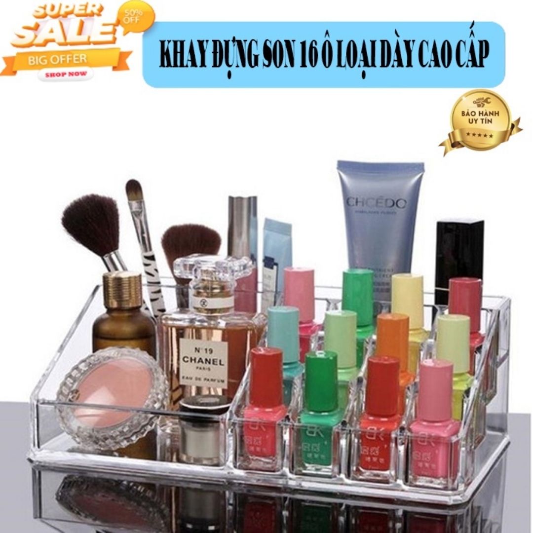 Khay đựng son khay đựng mỹ phẩm 16 ô mika chắc chắn