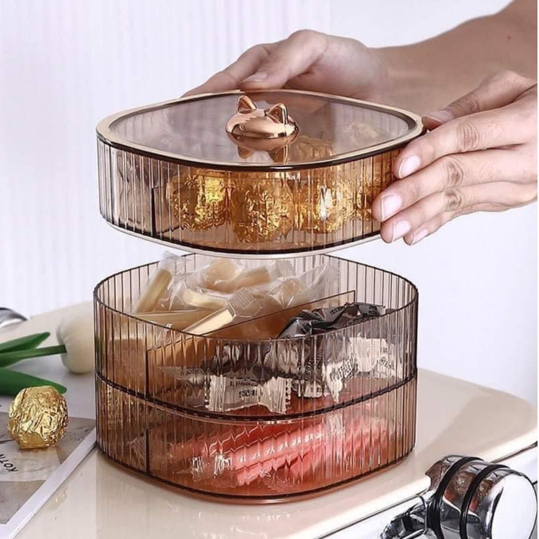 Khay mứt tết hộp đựng bánh kẹo 3 tầng trong suốt nhiều ngăn