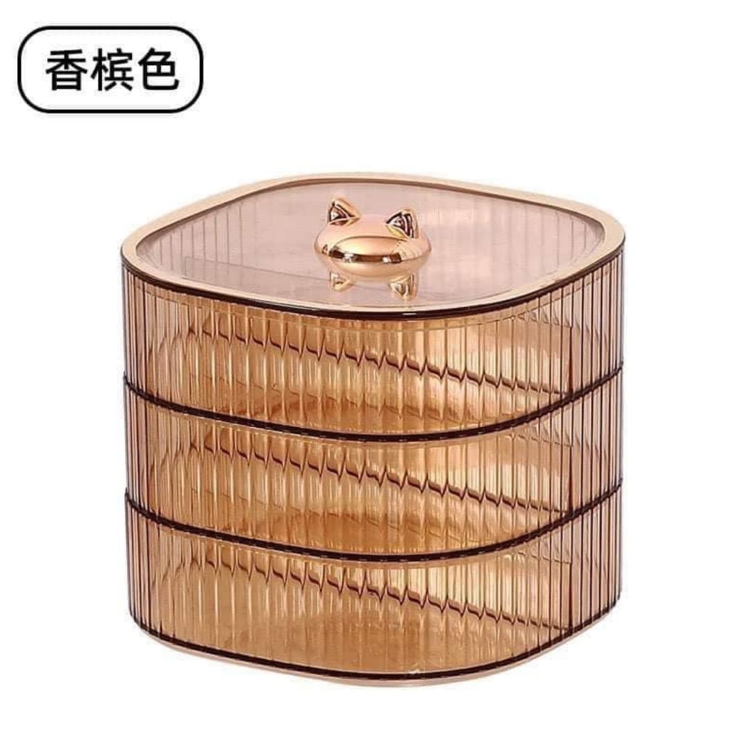 Khay mứt tết hộp đựng bánh kẹo 3 tầng trong suốt nhiều ngăn