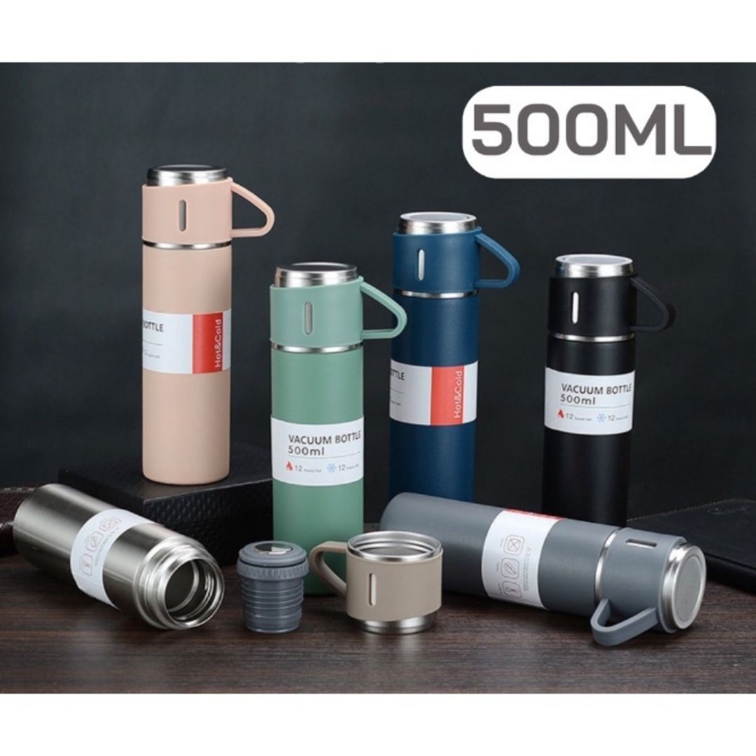 Sét bình giữ nhiệt 1 bình to 2 cốc nhỏ inox cao cấp kèm hộp đựng sang trọng có thể làm quà tặng