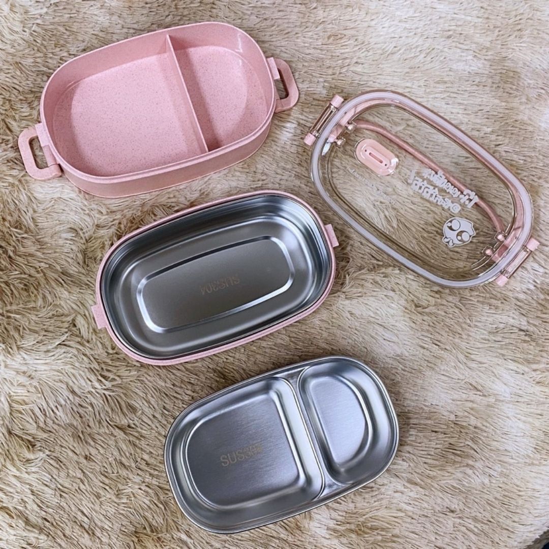 Hộp cơm giữ nhiệt, thực phẩm văn phòng  2 tầng Inox, chống gỉ, sang trọng