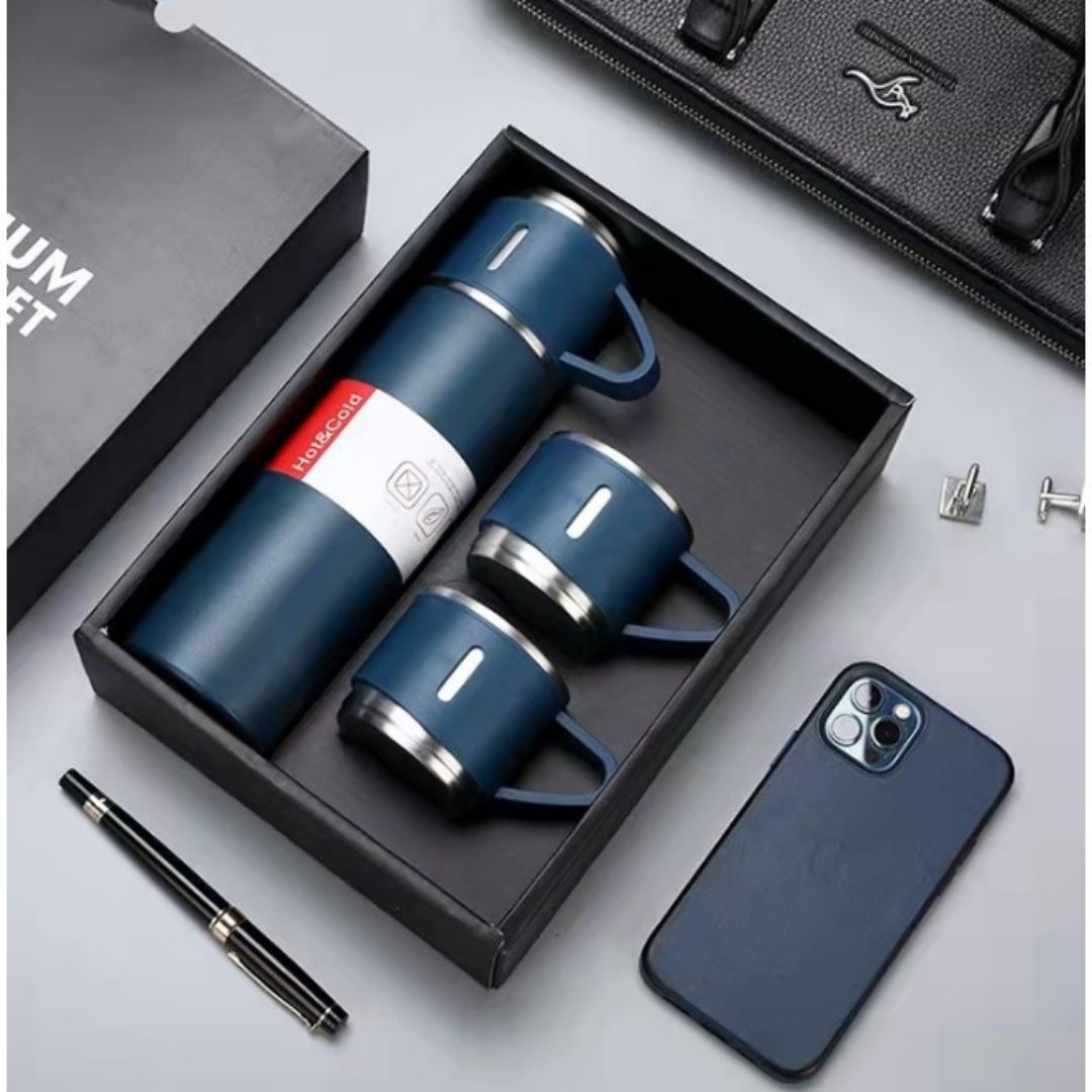 Sét bình giữ nhiệt 1 bình to 2 cốc nhỏ inox cao cấp kèm hộp đựng sang trọng có thể làm quà tặng