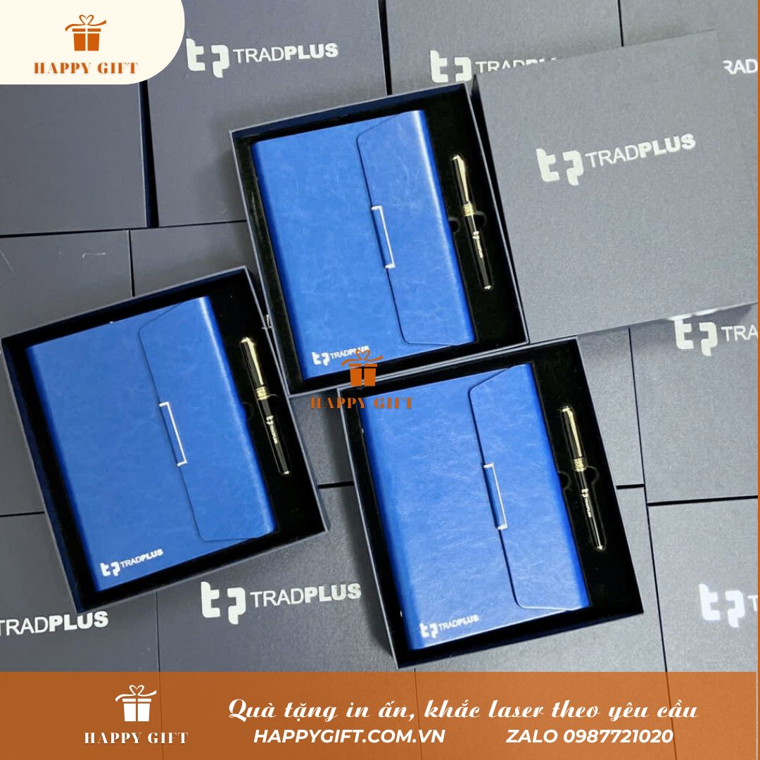 Quà tặng cho các thầy cô nhân dịp 20/11- Sổ da khuy gài A5/Combo Sổ bìa da A5 kèm bút sang trọng COM25145.