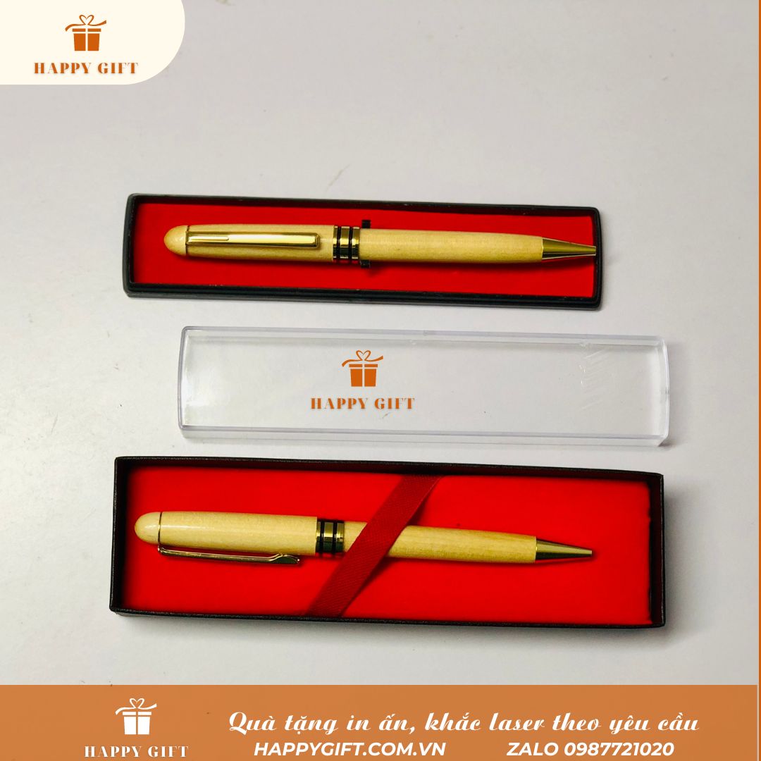 Set bút tre kèm hộp -Khắc laser Bút gỗ theo yêu cầu, Khắc laser quà tặng doanh nghiệp, quà Tết, quà tặng sự kiện