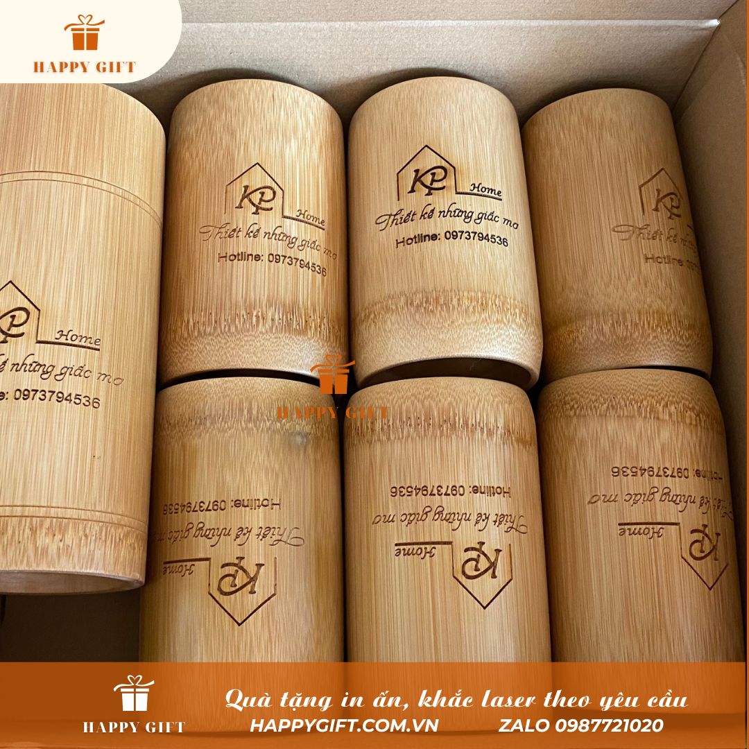 Cốc tre vẽ phong cảnh khắc theo yêu cầu giá rẻ...