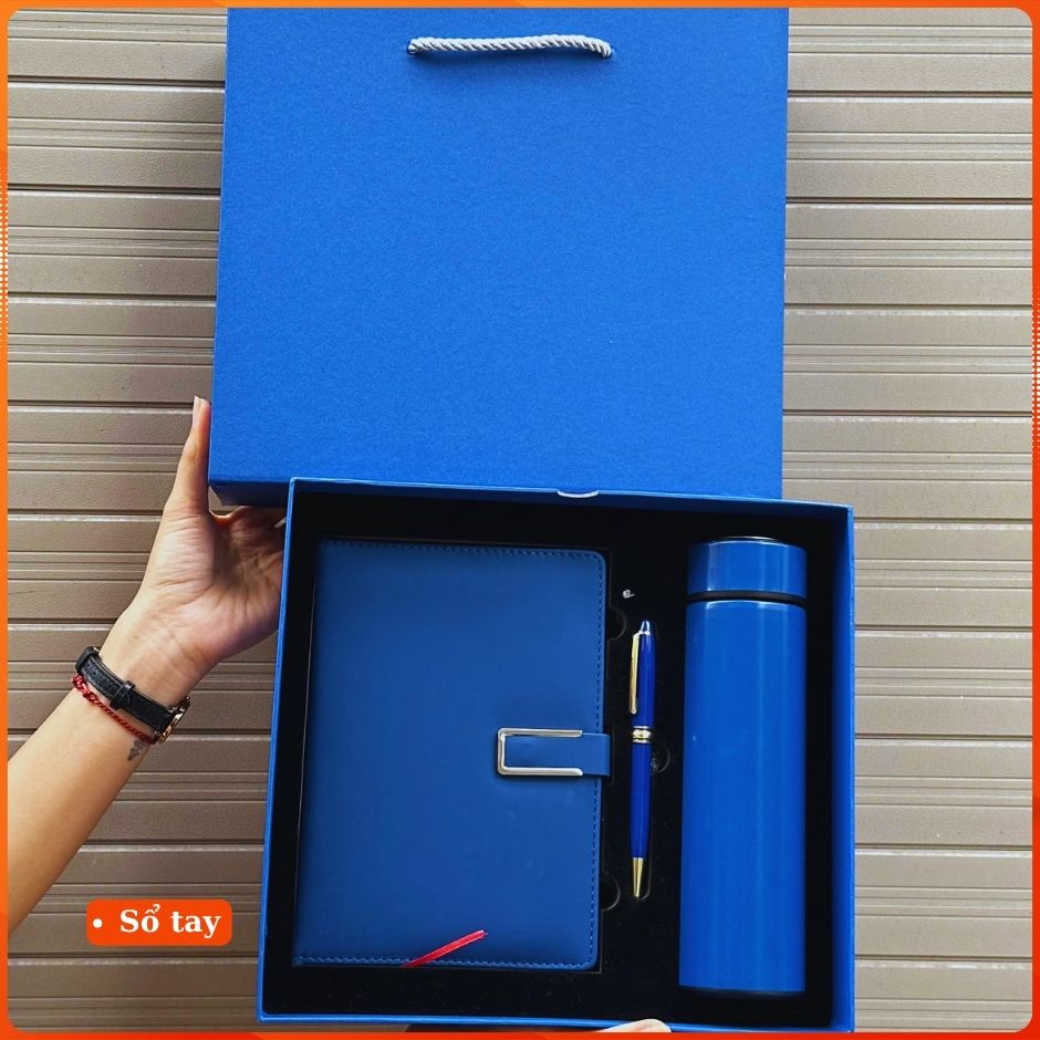 Set Quà Tặng Gift Set 3 món gồm Sổ Bút và Bình Giữ Nhiệt Kèm Hộp Quà - S01