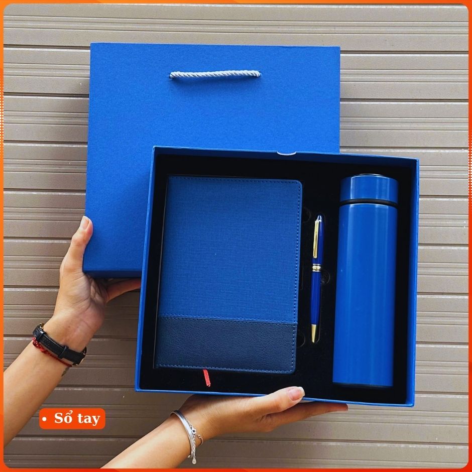 Set Quà Tặng Gift Set 3 món gồm Sổ Bút và Bình Giữ Nhiệt Kèm Hộp Quà - S01