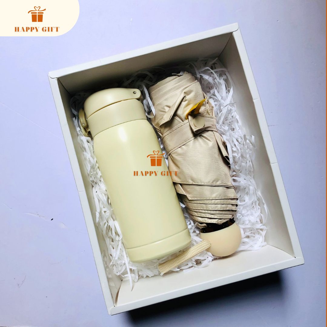 🎁 SET QUÀ 20/10 CAO CẤP – BÌNH GIỮ NHIỆT & Ô GẤP GỌN (TONE PASTEL) 🎁