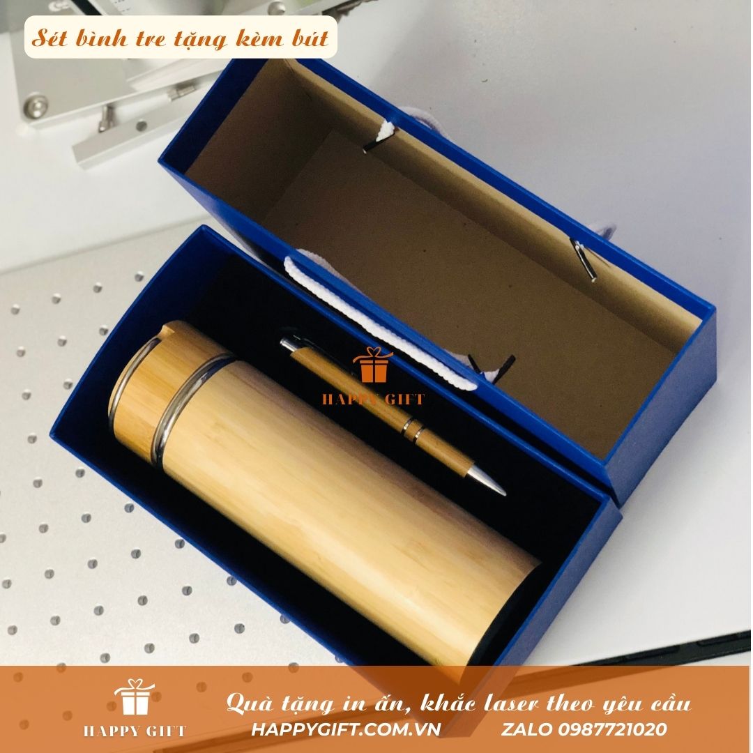 Sét bình tre kèm bút tre - Quà tặng dành cho các doanh nghiệp nhân dịp cuối năm
