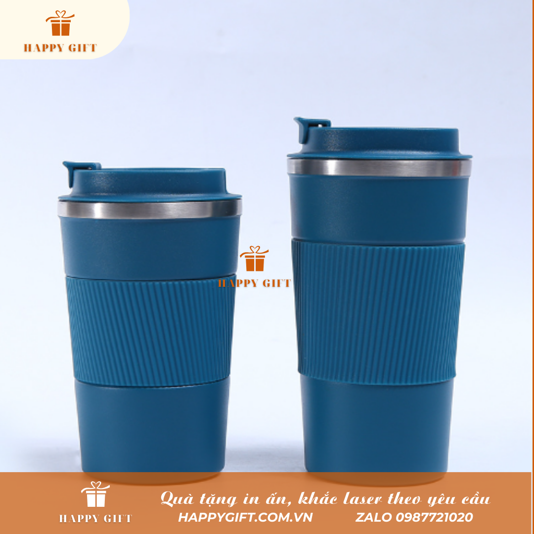 Cốc Coffee giữ nhiệt bọc silicon 510ml in logo làm quà tặng