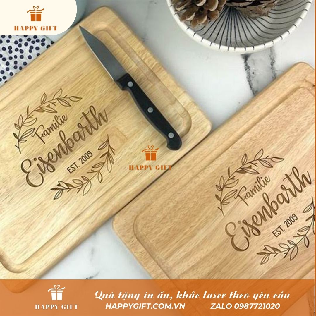 Khắc laser thớt gỗ, khay gỗ (tre) theo yêu cầu tại LASER HOÀNG MAI