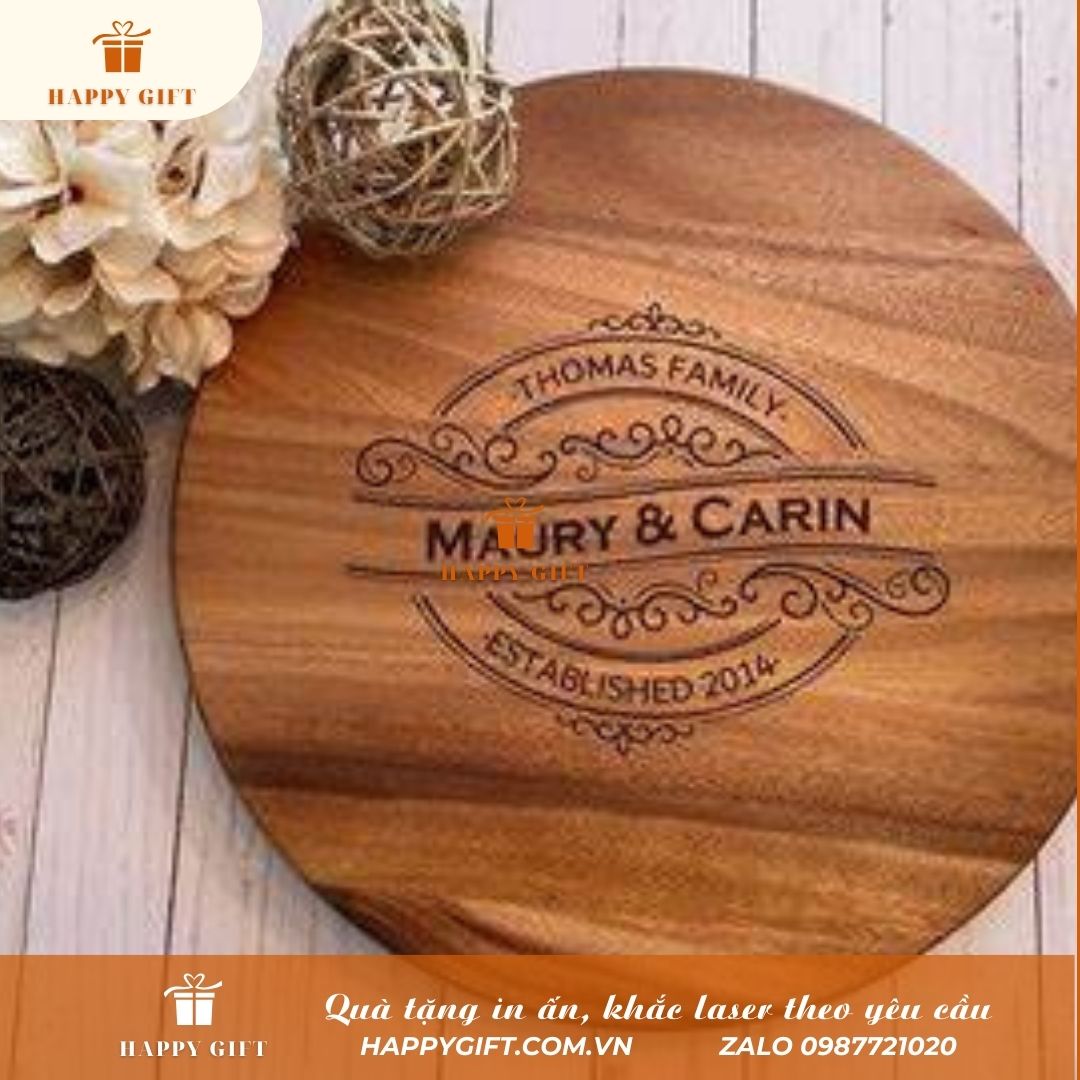 Khắc laser thớt gỗ, khay gỗ (tre) theo yêu cầu tại LASER HOÀNG MAI