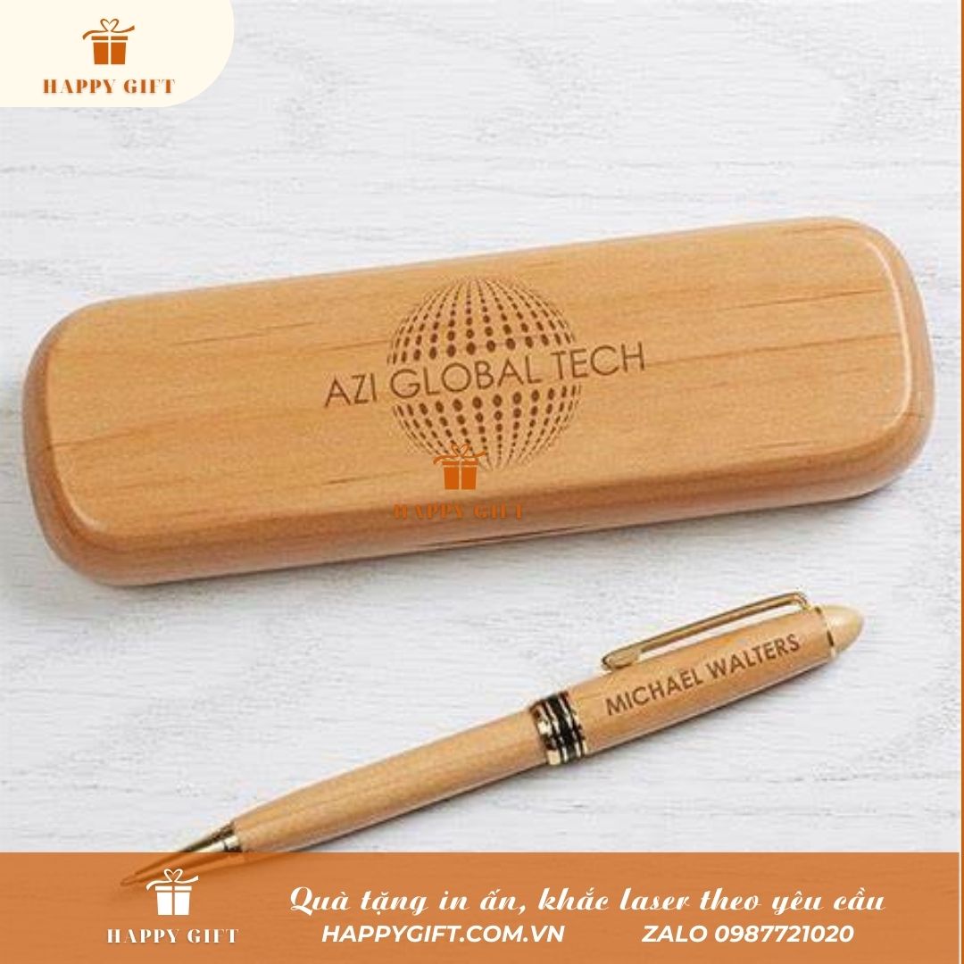 Khắc laser Bút gỗ theo yêu cầu, Khắc laser quà tặng doanh nghiệp, quà Tết, quà tặng sự kiện