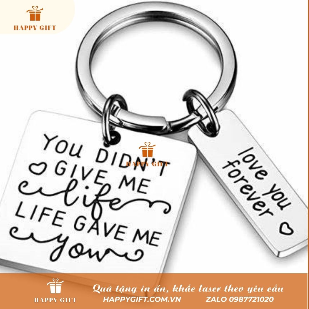 Khắc laser móc khóa kim loại inox, khắc laser quà tặng