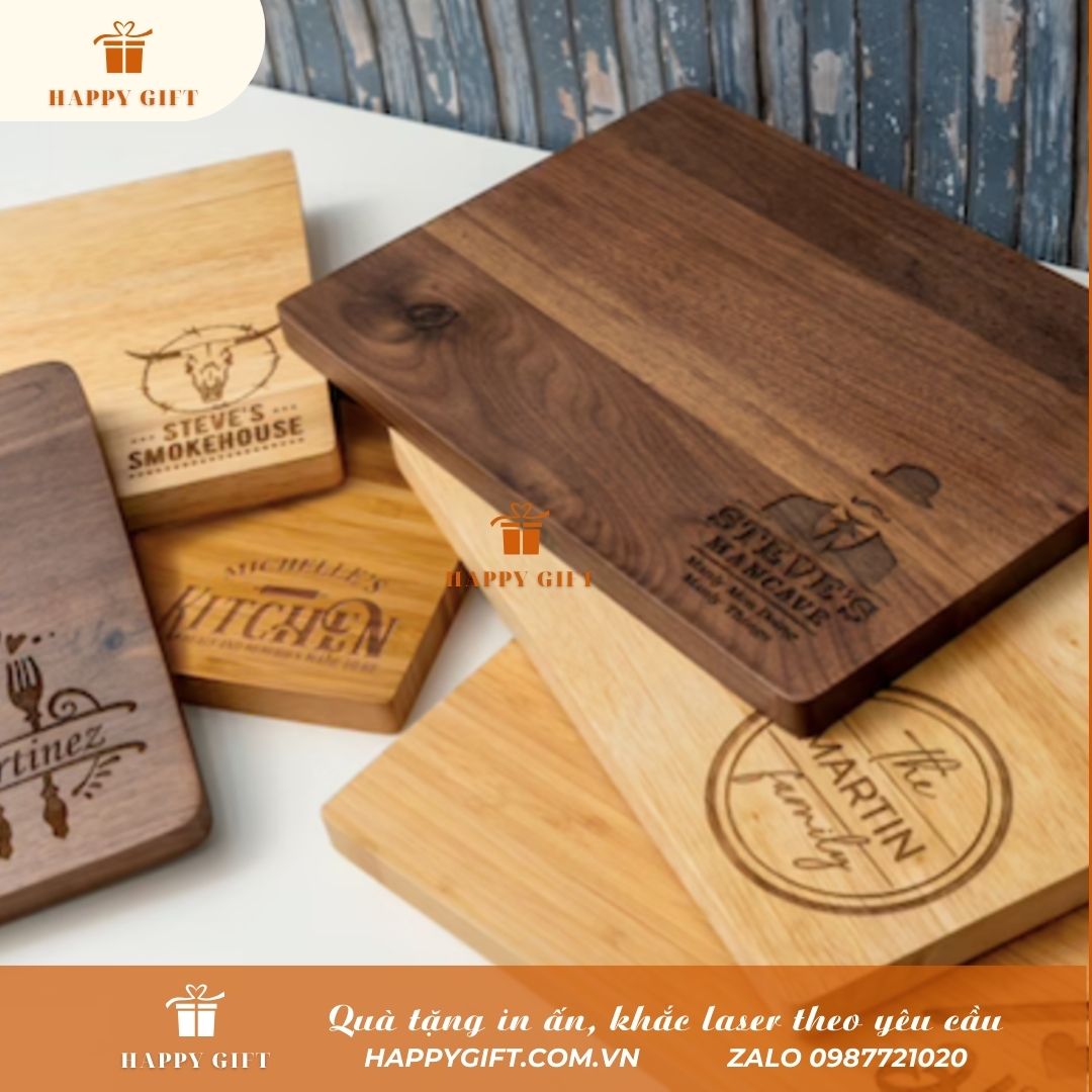 Khắc laser thớt gỗ, khay gỗ (tre) theo yêu cầu tại LASER HOÀNG MAI