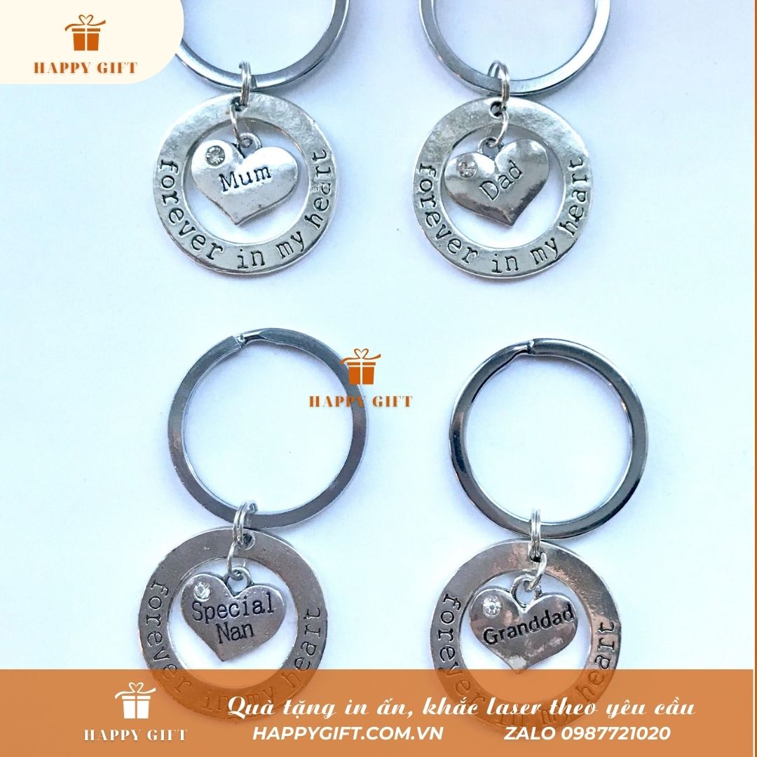 Khắc laser móc khóa kim loại inox, khắc laser quà tặng