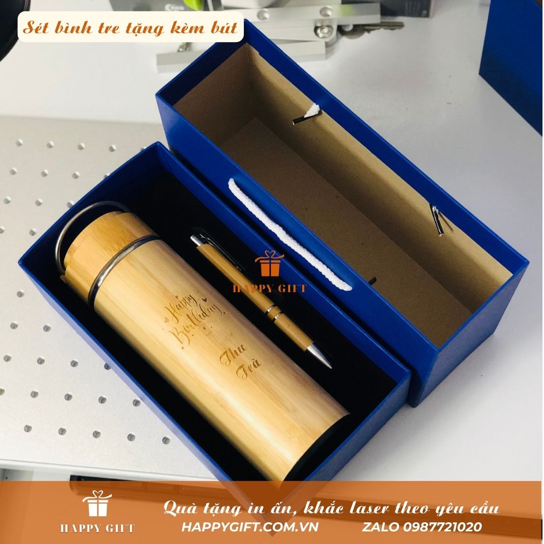 Sét bình tre kèm bút tre - Quà tặng dành cho các doanh nghiệp nhân dịp cuối năm