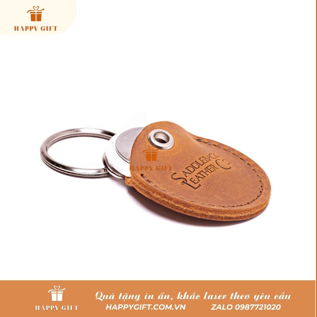 Khắc Laser móc khóa da, khắc laser quà tặng khuyến mại, quà tặng sự kiện
