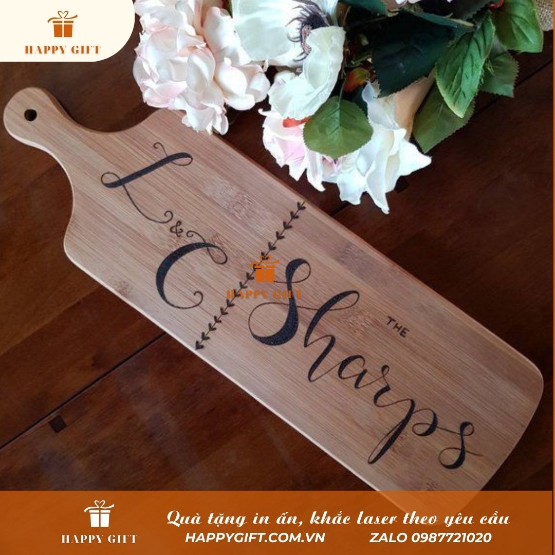 Khắc laser thớt gỗ, khay gỗ (tre) theo yêu cầu tại LASER HOÀNG MAI