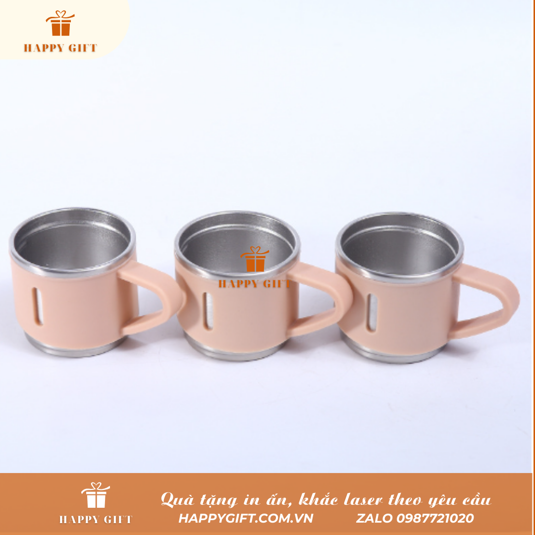 Bộ bình giữ nhiệt inox kèm 2 cốc, Bình giữ nhiệt khắc tên logo thương hiệu