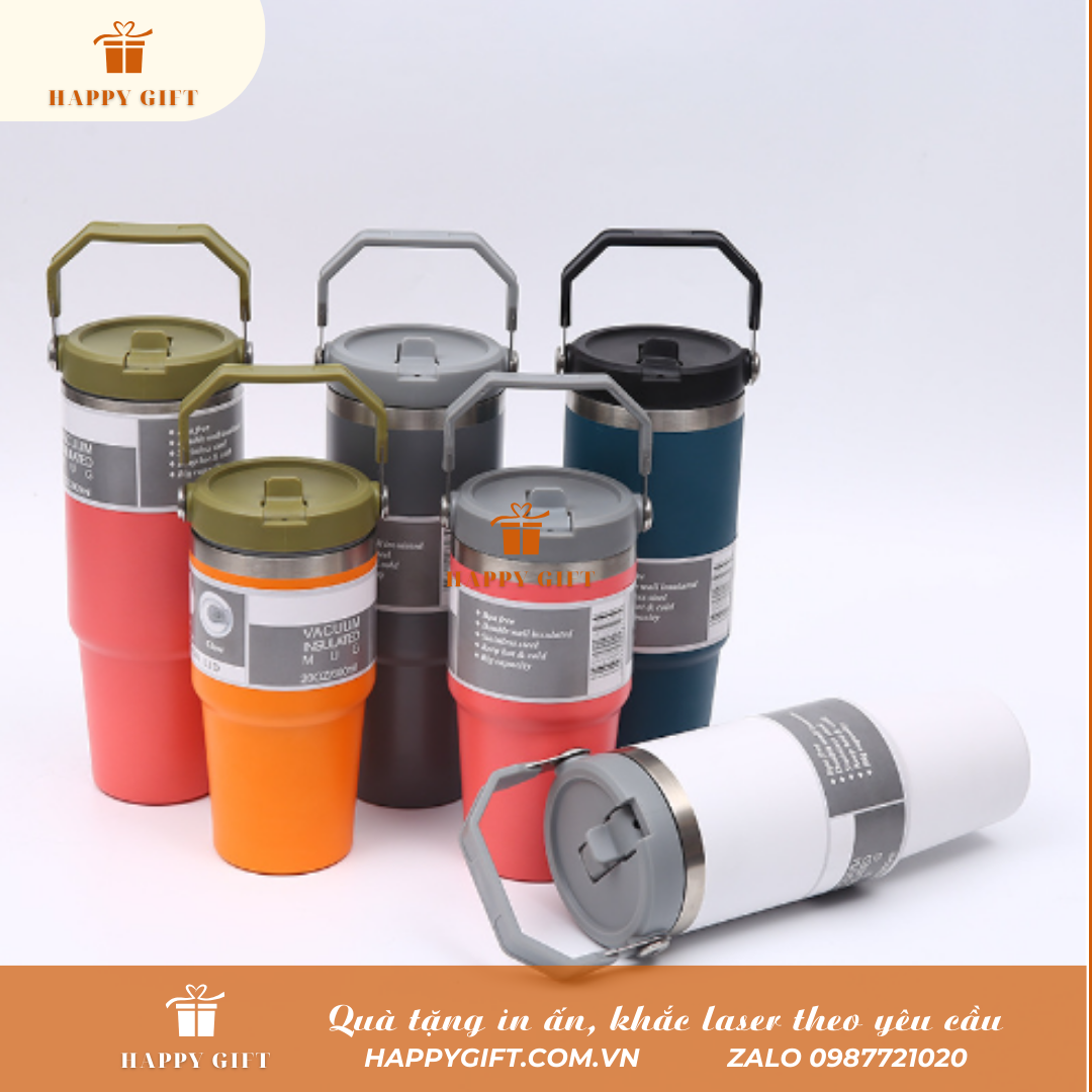 Cốc giữ nhiệt nắp bật có quai xách