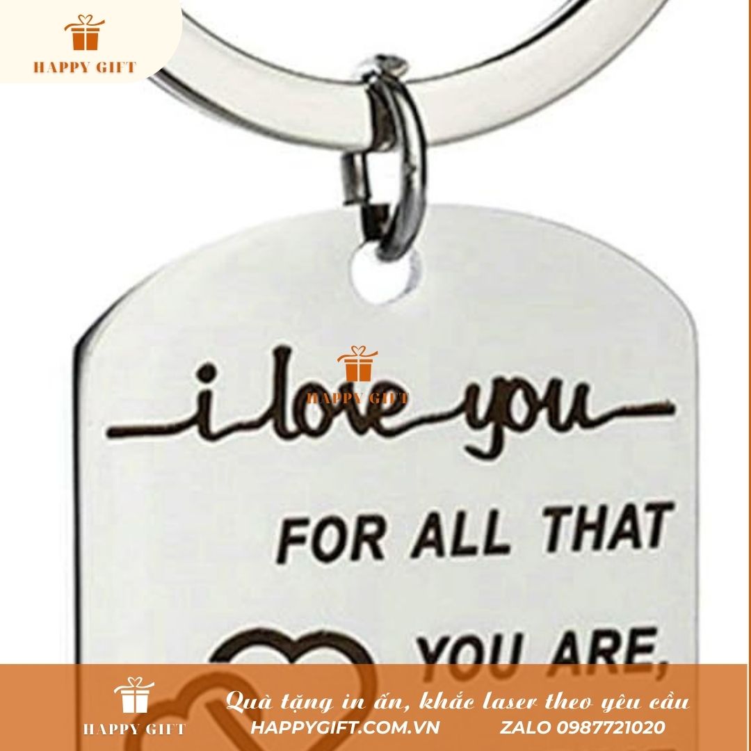 Khắc laser móc khóa kim loại inox, khắc laser quà tặng