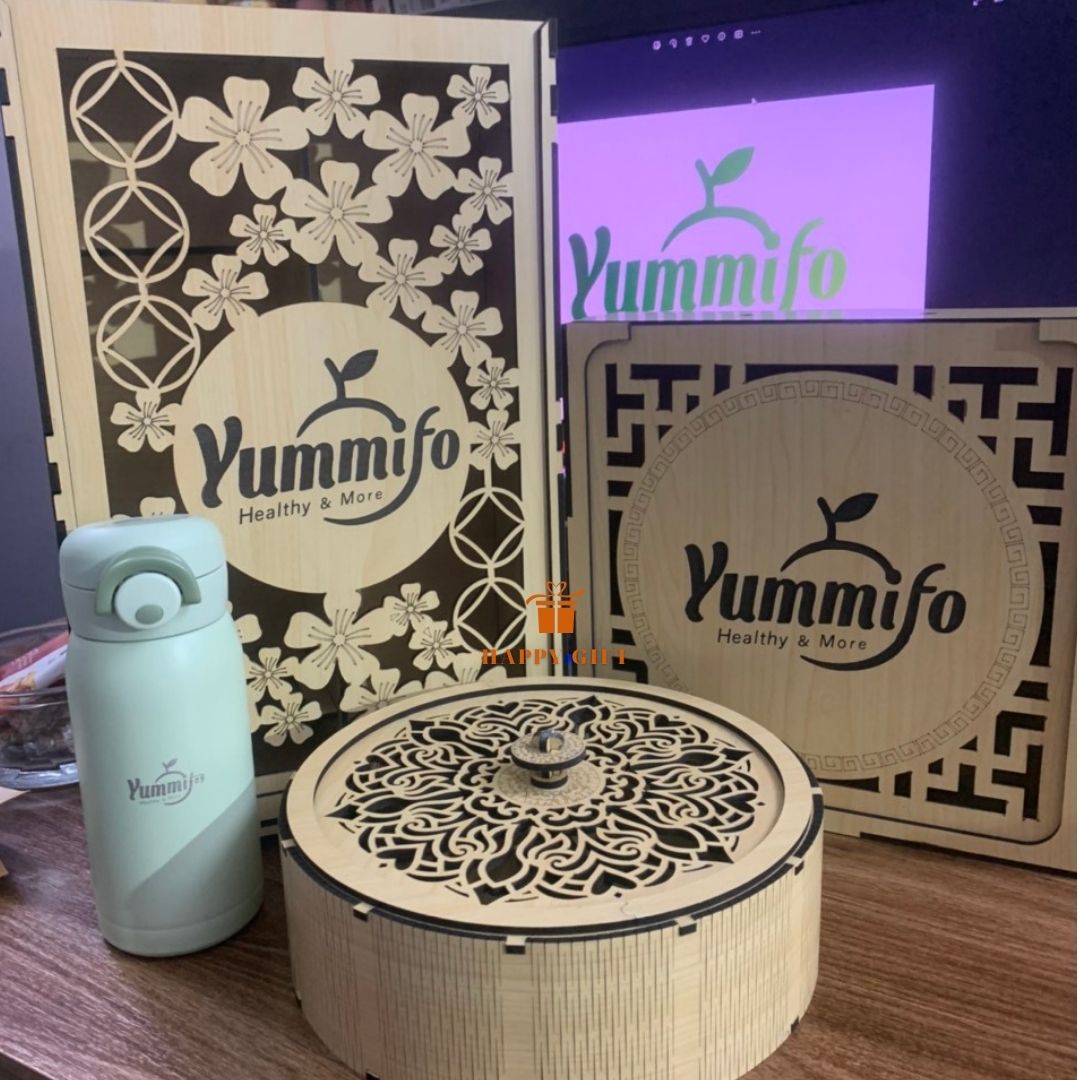 Hộp quà Tết Trung Thu bằng gỗ MDF khắc Theo yêu cầu - Dùng để trang trí, đựng đồ biếu tặng dịp Tết trung thu 2024