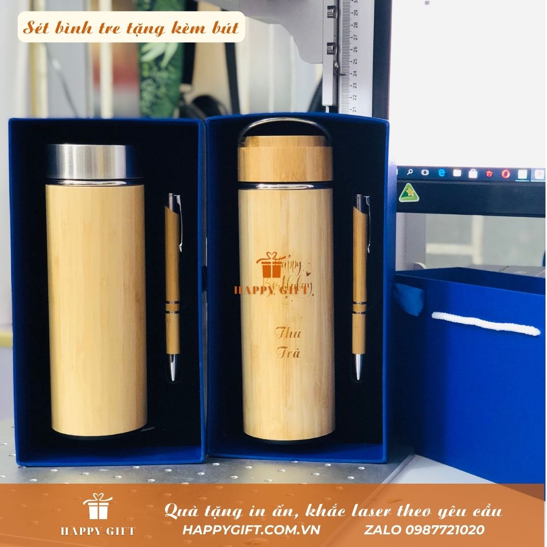 Sét bình tre kèm bút tre - Quà tặng dành cho các doanh nghiệp nhân dịp cuối năm