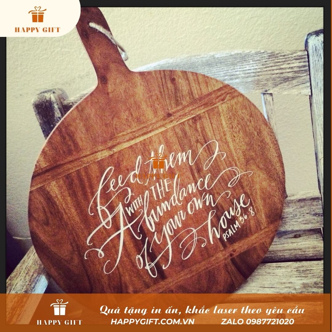 Khắc laser thớt gỗ, khay gỗ (tre) theo yêu cầu tại LASER HOÀNG MAI