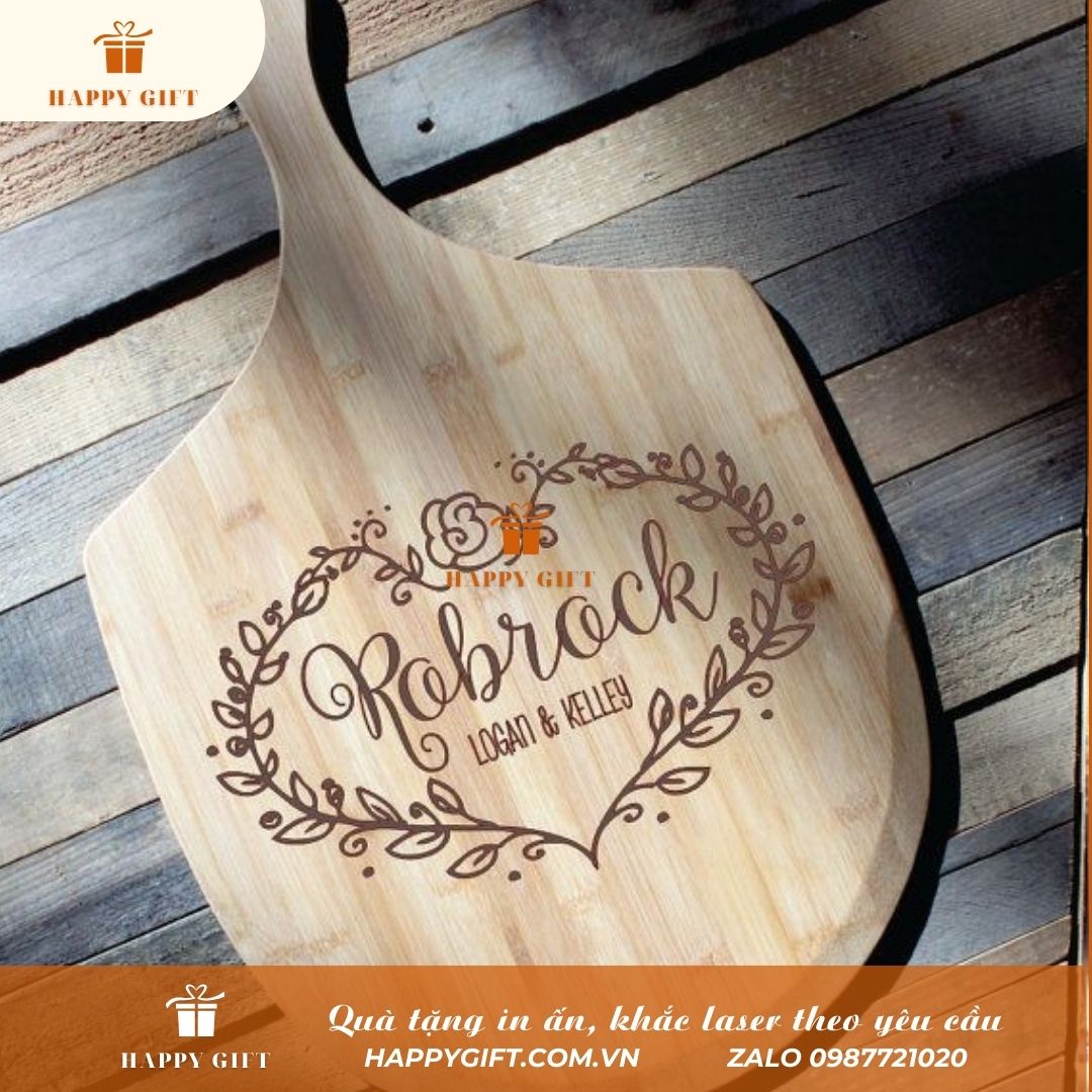 Khắc laser thớt gỗ, khay gỗ (tre) theo yêu cầu tại LASER HOÀNG MAI