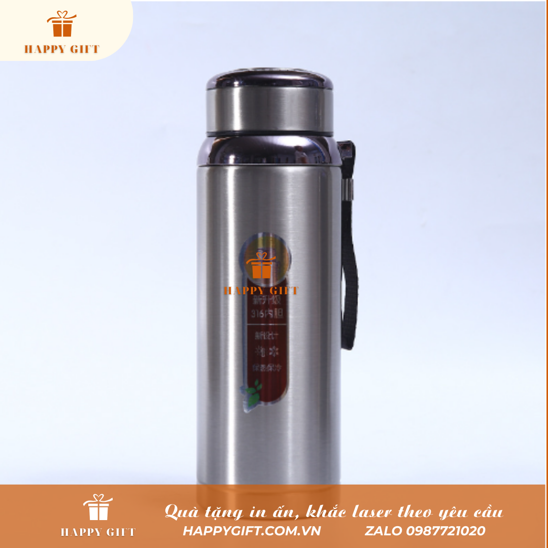 Bình nước thể thao inox giữ nhiệt 1L in logo thương hiệu