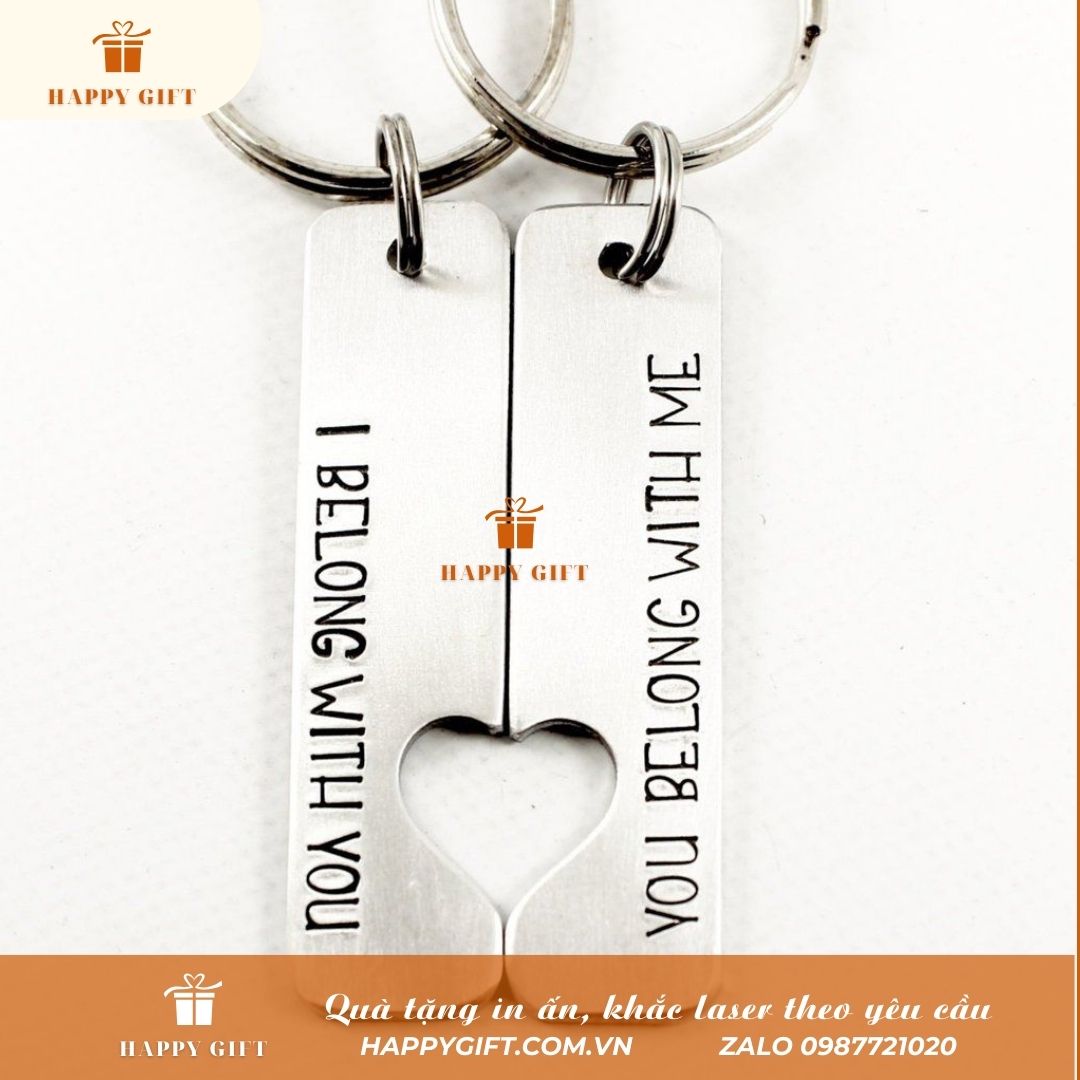 Khắc laser móc khóa kim loại inox, khắc laser quà tặng