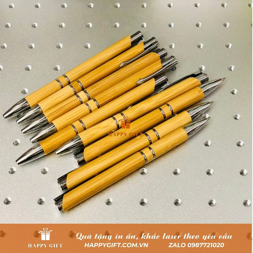 Bút Bi Mực Đen Ngòi 1.0mm Bằng Gỗ Tre