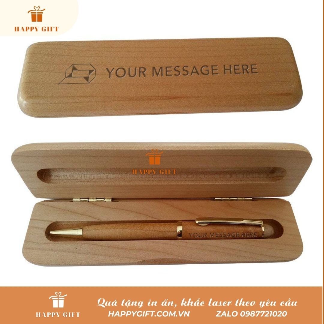 Khắc laser Bút gỗ theo yêu cầu, Khắc laser quà tặng doanh nghiệp, quà Tết, quà tặng sự kiện