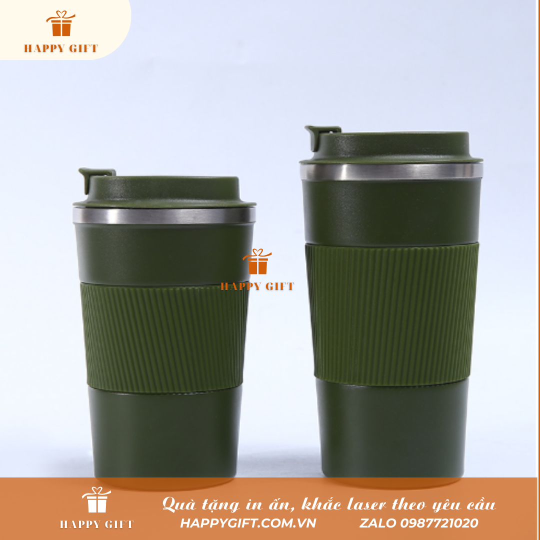 Cốc Coffee giữ nhiệt bọc silicon 510ml in logo làm quà tặng