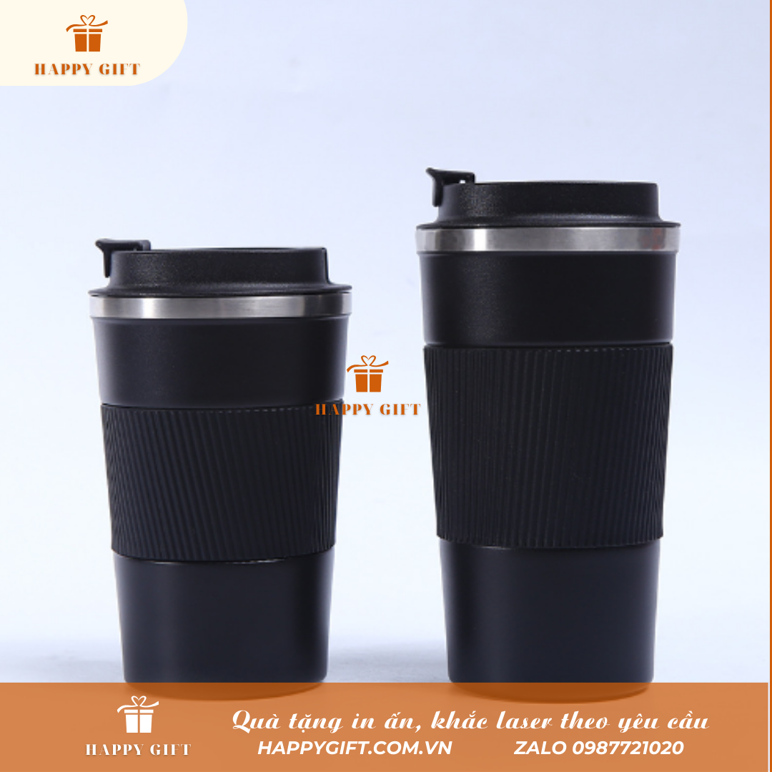 Cốc Coffee giữ nhiệt bọc silicon 510ml in logo làm quà tặng