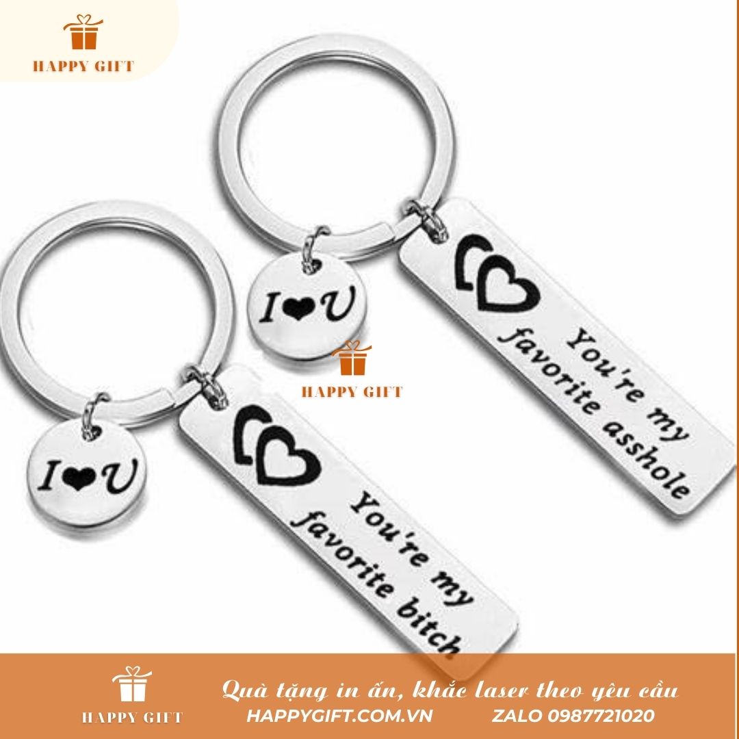 Khắc laser móc khóa kim loại inox, khắc laser quà tặng