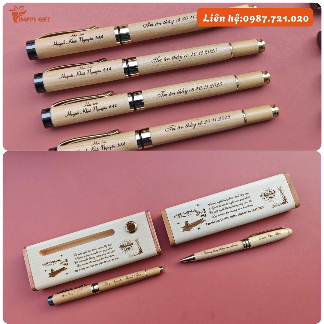 Bút Gỗ Quà Tặng Giá Rẻ - Khắc lazer, in uv