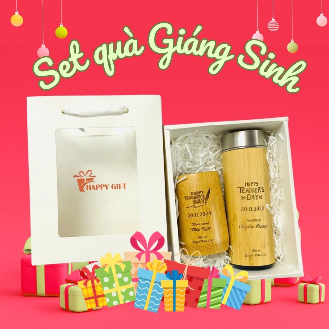 🎄 SET QUÀ GIÁNG SINH CAO CẤP – BÌNH GIỮ NHIỆT & LY QUÀ TẶNG 🎄