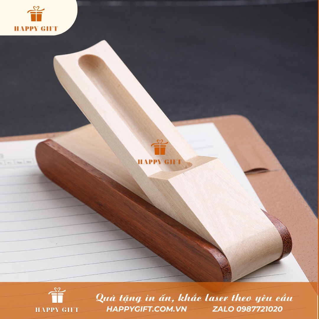 Hộp bút gỗ nắp gấp, hộp đựng bút khắc tên, logo thương hiệu, quà tặng doanh nghiệp